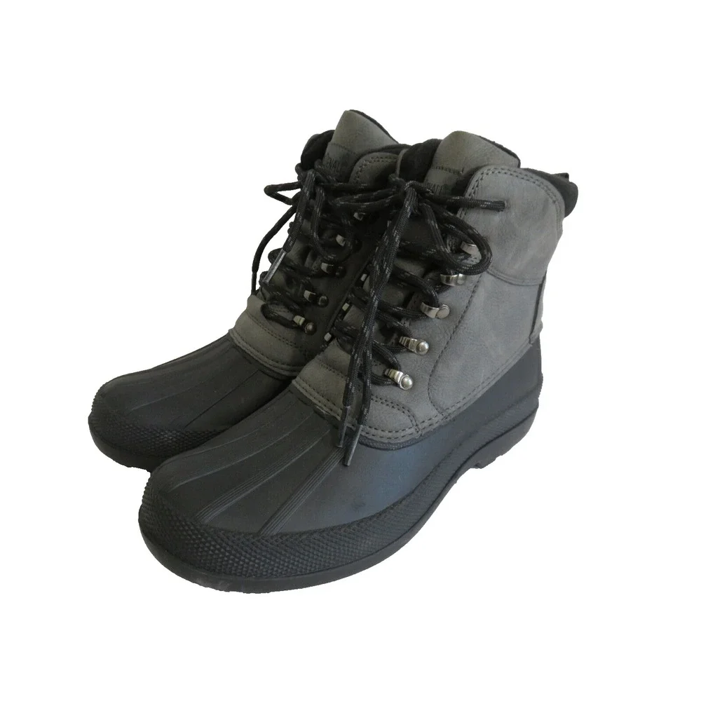 DENALI Winter Duck Boots Expedition Black‎ Rubber & Gray Leather Men's 8 EU 40.5